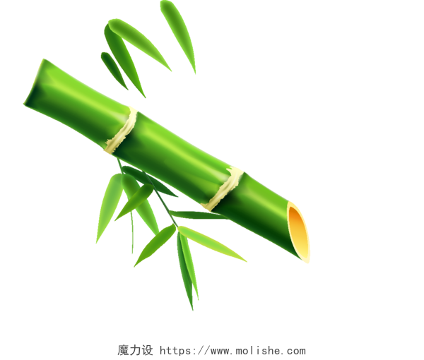 绿色卡通手绘小清新竹子竹筒免抠素材